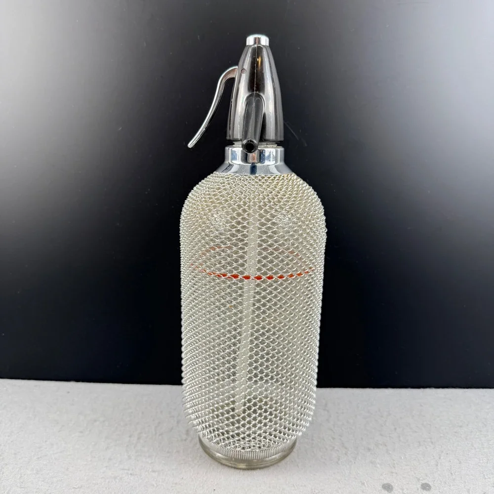 VTG Merkuria Glass Soda Siphon Wire Mesh Seltzer Bottle MCM Barware Kovo - Picture 5 of 11